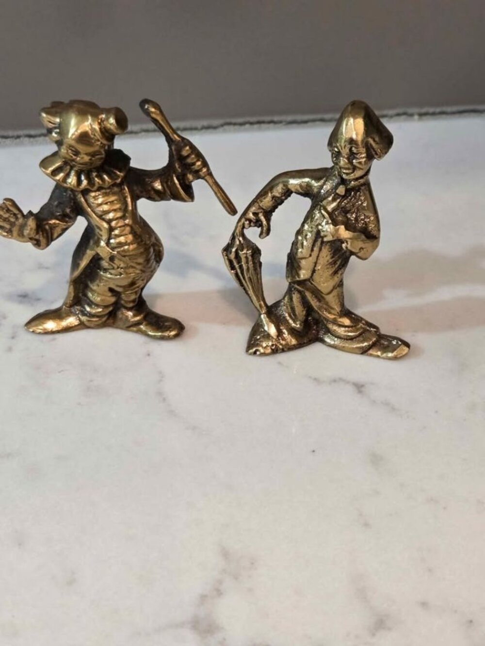 Vintage brass clown figurines